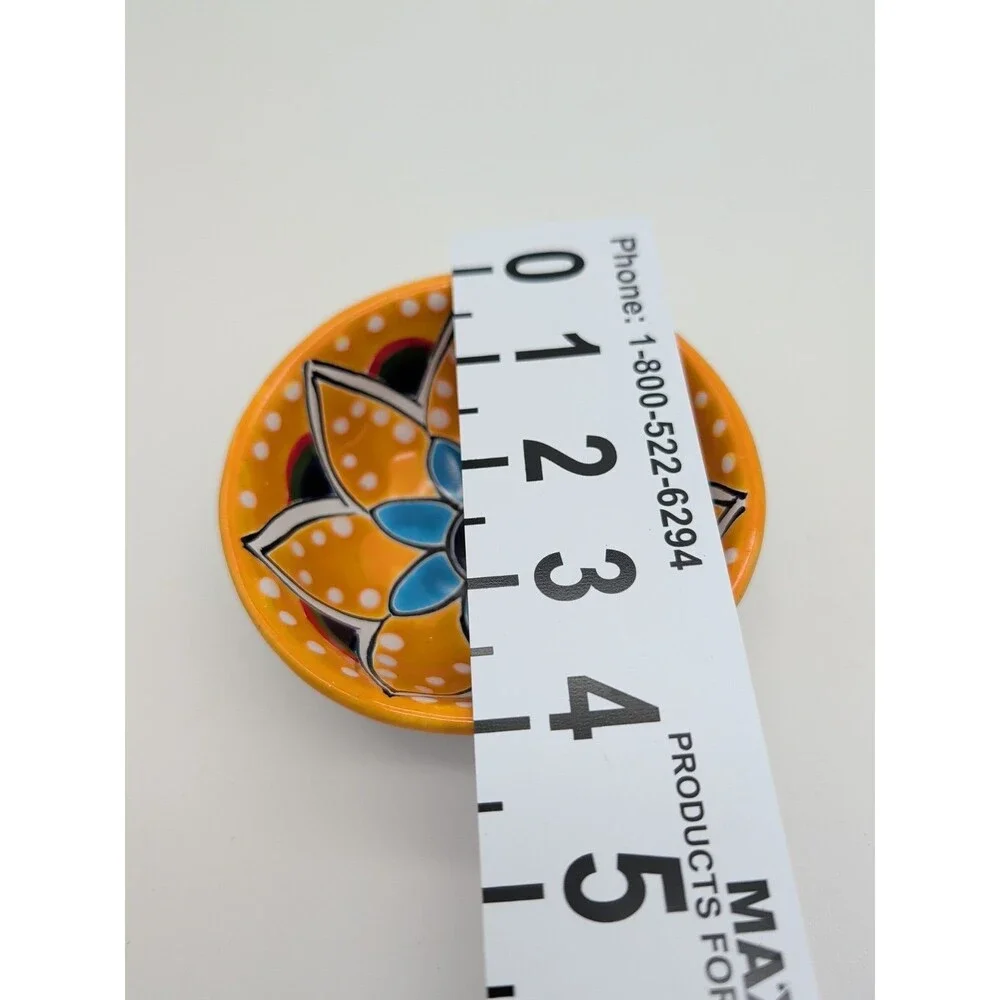 Mexican Talavera Small Pottery 3 Footed Trinket Bowl Floral Lead Free